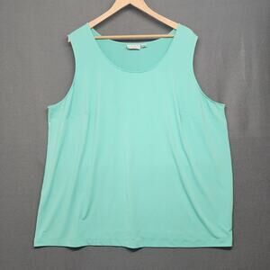 Joan Rivers Tank Top Womens 3X Aqua Blue Sleeveless Slinky Stretch Layer